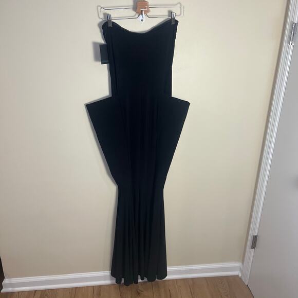 NWT Norma Kamali Strapless Wing Fishtail Gown in Black Size Small - Picture 8 of 12